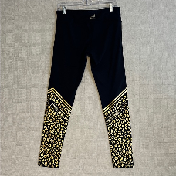 NWT Roberto Cavalli Sport Black and Gold Animal Print Leggings Size Large New - Picture 3 of 9